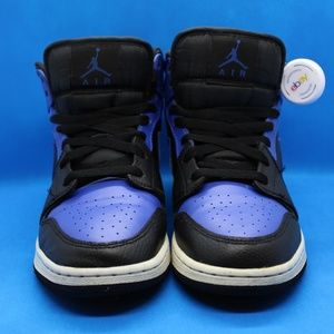 Air Jordan 1 Hyper Royal GS Mid Black Blue 5.5Y/ 7 Women's